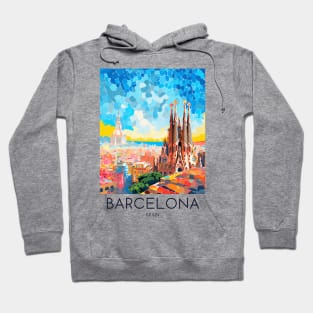 A Pop Art Travel Print of Barcelona - Spain Hoodie